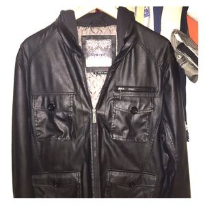 Hooded black leather Jacket