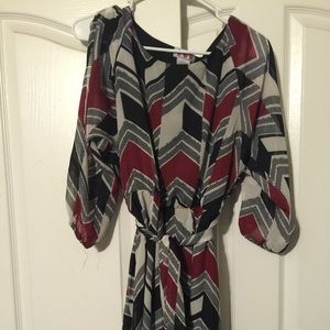 Maroon, Black, and White/Grey Dress