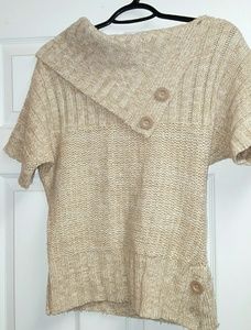 Tan and ivory cowl neck sweater