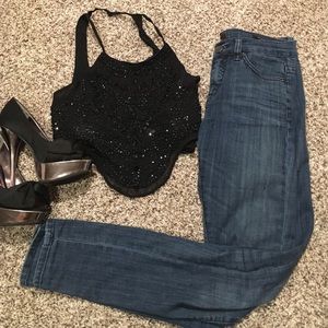 Jewel embellished kimchi blue super cropped halter