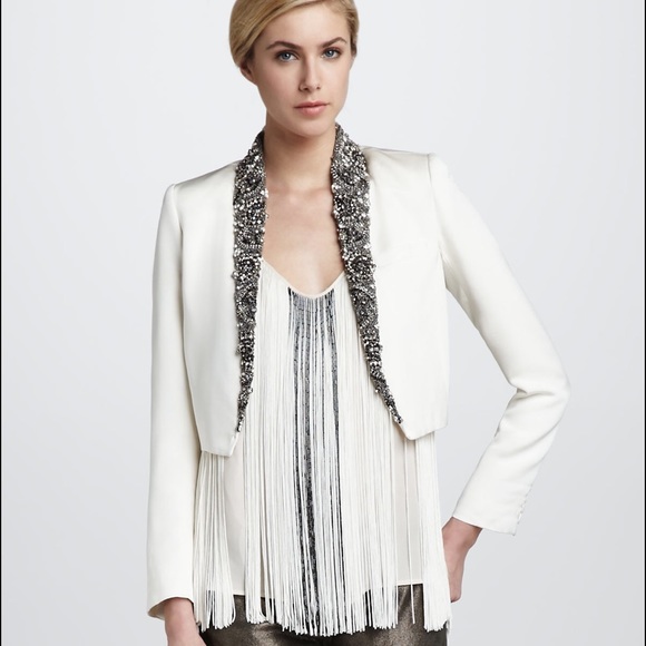 ✨FLASH SALE✨HH Embellished Cropped Silk Jacket - Picture 2 of 3