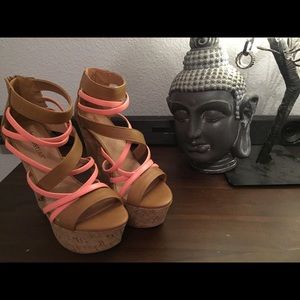 Pink and Tan Wedges