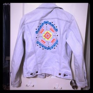LF bleached denim jacket with geometric designs