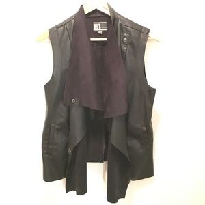 Supple faux leather and suede vest with pockets