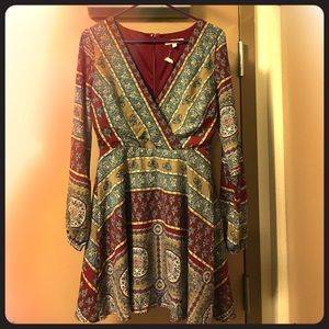 A long sleeve crossover dress