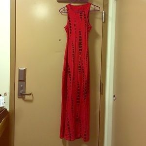 Red and black maxi dress