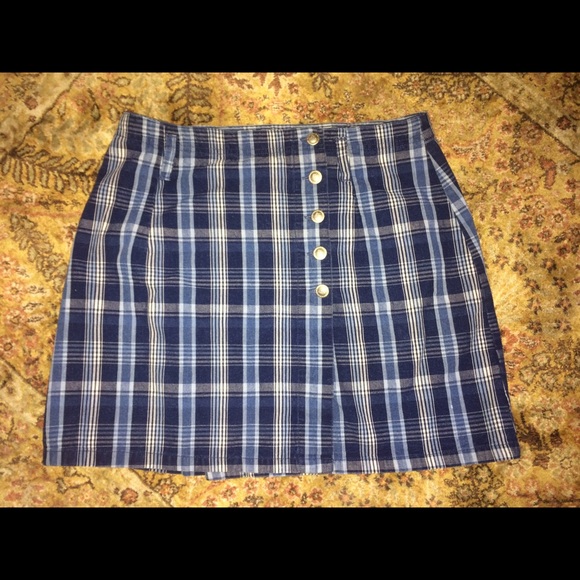 Vintage 90s Button Down Plaid Skirt - Picture 2 of 3