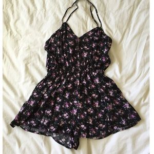 Black floral romper