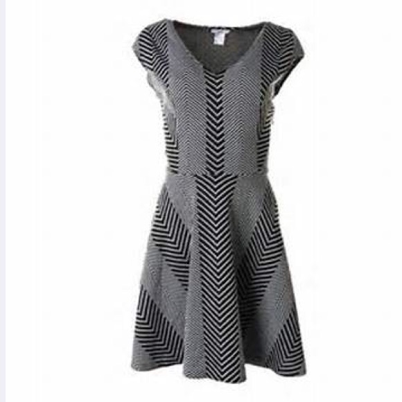 Black and white chevron dress