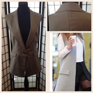 🎁 Granite Grey One Button Long Vest. Size Lg🎁