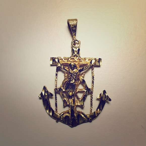 ❌SOLD❌ 14K Jesus in Anchor Pendant