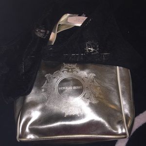 Gold Victoria Secret Bag w/ 2 Thongs