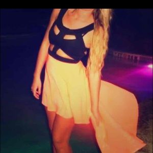 Black and neon hi-low maxi cut out