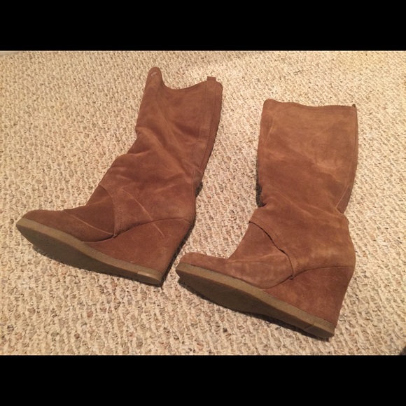 Nine West Suede-sheepskin lined wedge boots