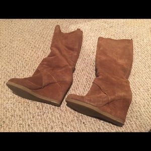 Nine West Suede-sheepskin lined wedge boots