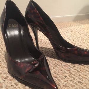 Stuart Weitzman Leopard Patent Leather Heels