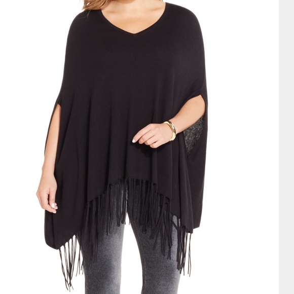 MICHAEL Michael Kors Sweaters - SOLD💛NEW MICHAEL Kors black v neck fringe poncho