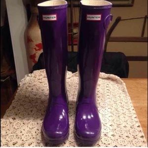 Purple hunter rain boots