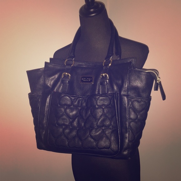 Betsy Johnson quilted Black Leather Bag