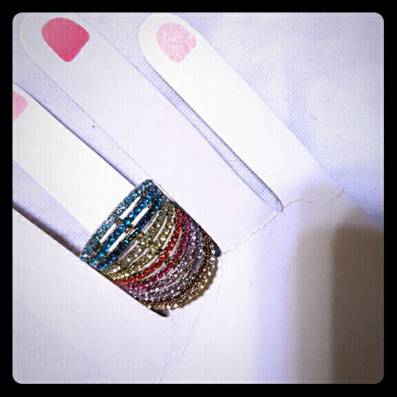 Beautiful multicolored rhinestone ring