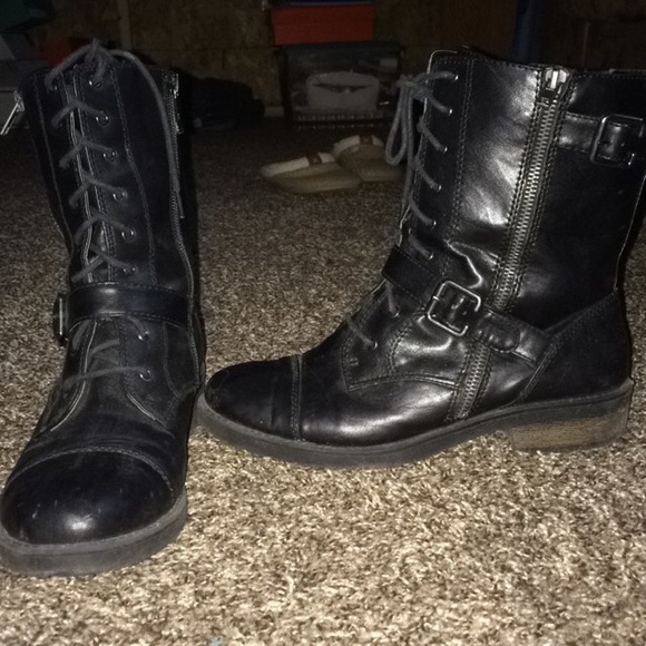 Black combat boots