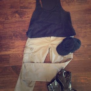 Olive green cargo ankle skinny EXPRESS pants.