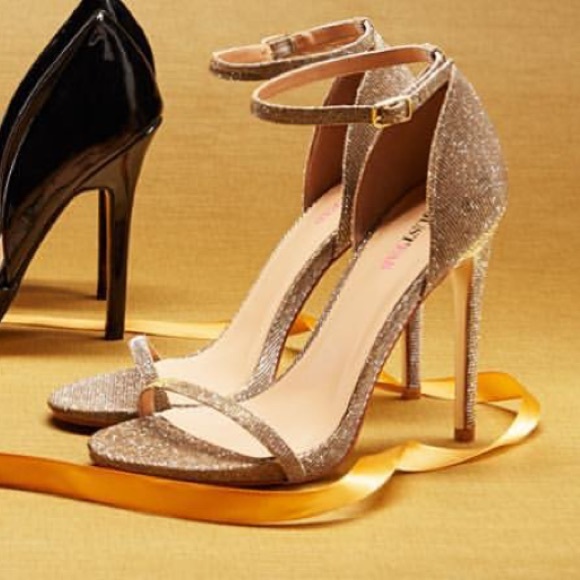 JustFab Alla Sparkly Gold Single Sole Party Heel