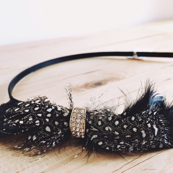 J. Crew Headband Faux Feather & Rhinestone Detail