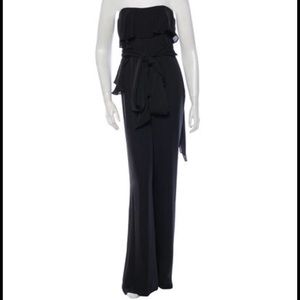Halston Heritage Silk Strapless Jumpsuit