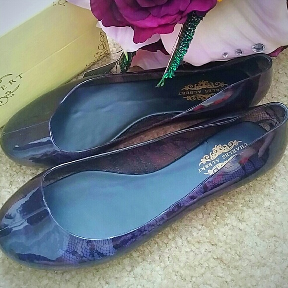 Charles Albert  Shoes - ✨SALE✨Purple Black Lace Jelly Ballet Flats