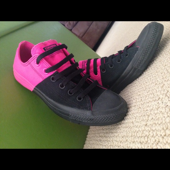 Black and Pink Low Top Converse
