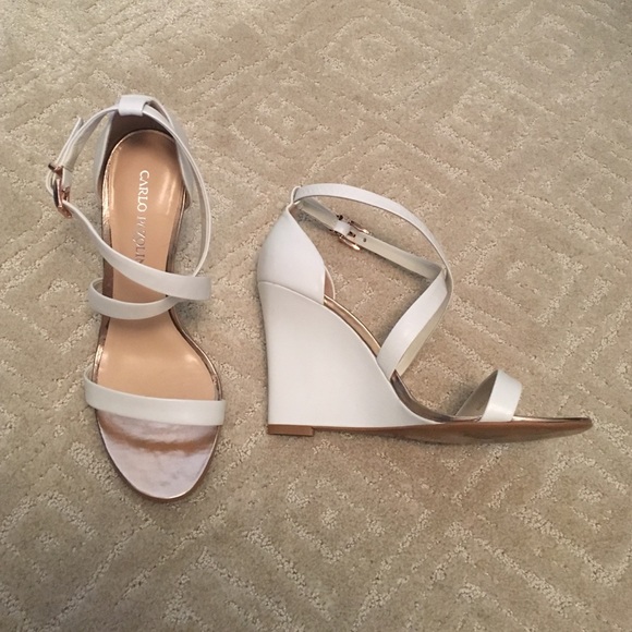 Carlo Pazolini white/rose gold wedge heels