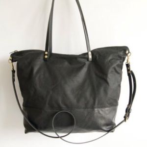 Handmade leather and waxed canvas tote