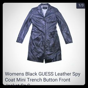 Guess Black Leather Trench Size small