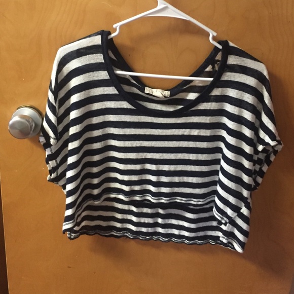 Blue and white stripped crop top.