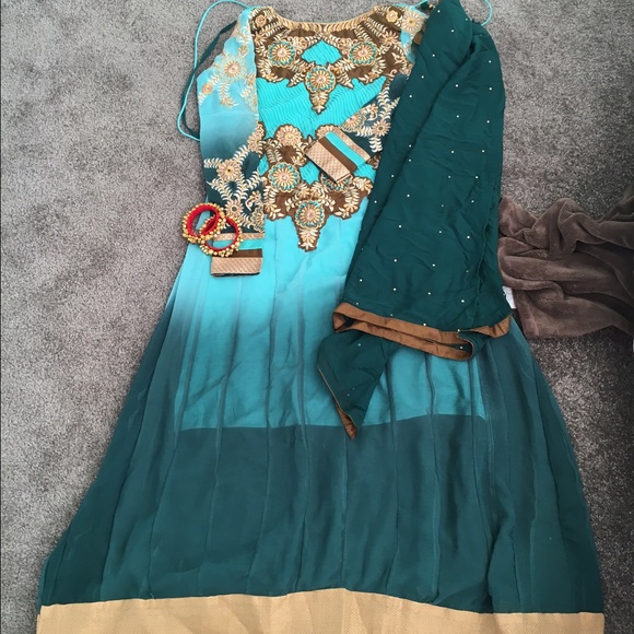 Ombré Blue lawn Kameez Anarkali