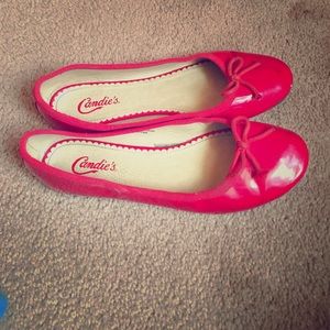 CANDIES red glossy slip on flats