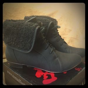 Size 10 Black flat boots trim fall autumn winter