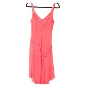 Red Pink R&M Sequin Rose polyester Maxi Dress