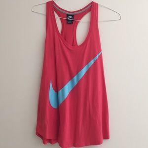 pinkish / red and blue Nike tank top