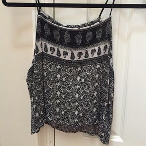 Black and beige patterned crop top.