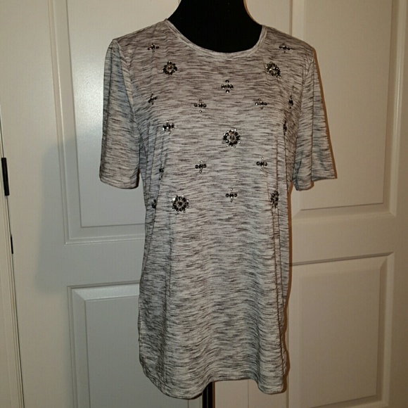 Embellished gray/beige loft shirt