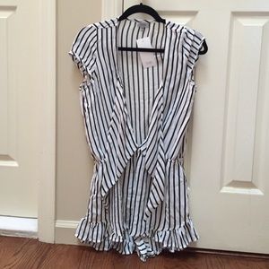 Black and white striped romper