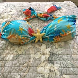 Luli Fama sea themed strapless bathing suit top