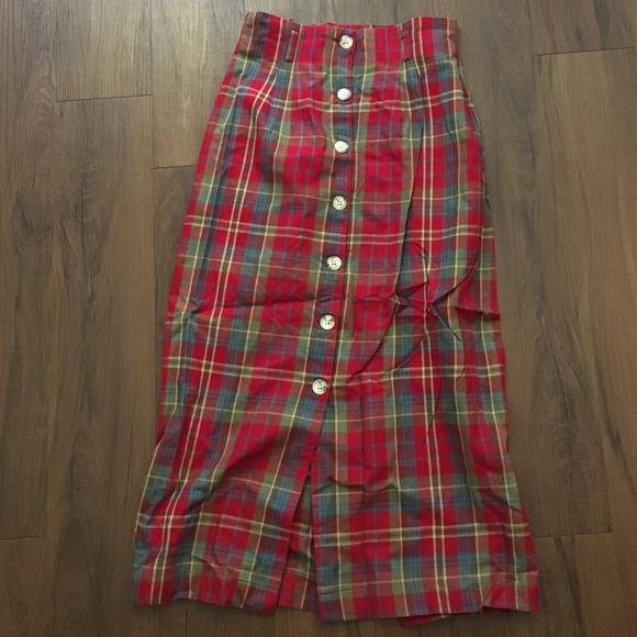 Rebecca Thomas High-Waisted Plaid Skirt