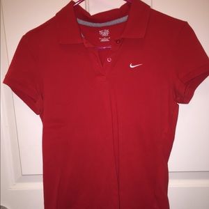 Red, Collared Nike shirt