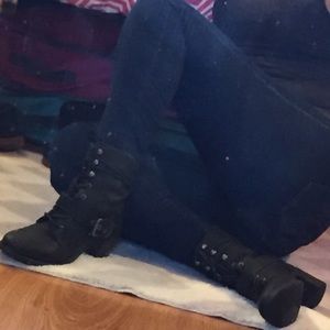 Heeled combat boots