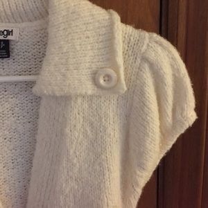 kensieGIRL short sleeved ivory button sweater top