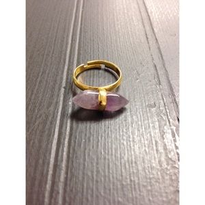 Purple Gold Wrapped Stone Bar Ring