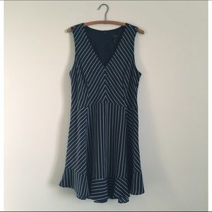 J.Crew Striped Navy V-Neck Dress